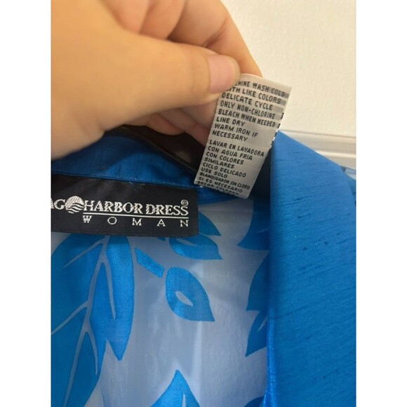 sag harbor dress women Sheer Floral Burnout Blouse Button-Up long sleeve blue 20 - Picture 5 of 8